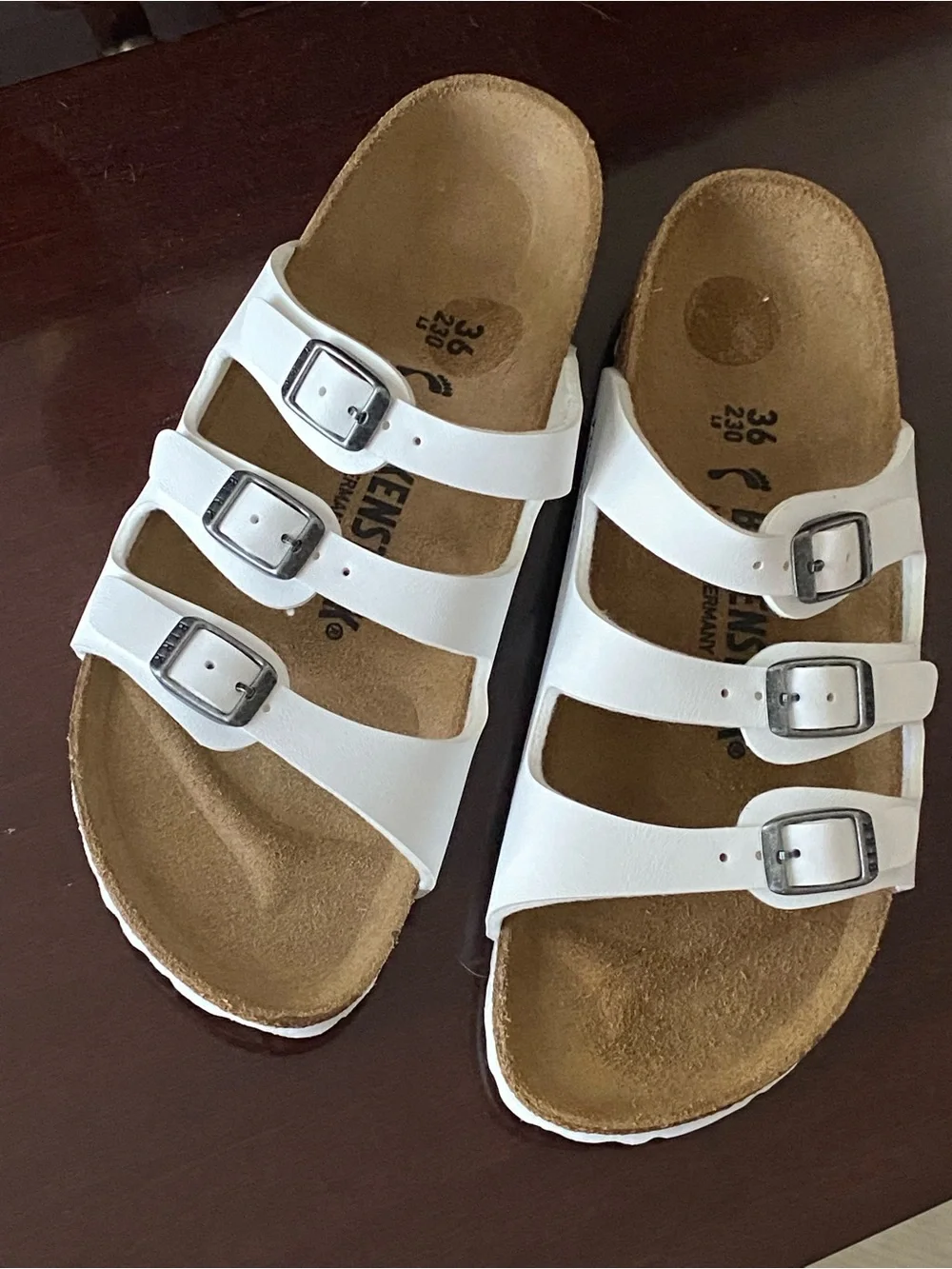 Brand New! Birkenstock Florida Birko-Flor White Three-Strap Sandals- Size 6 (36)